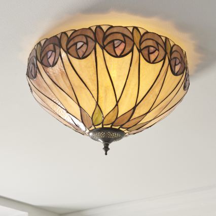 Endon 112188 - Φωτιστικό οροφής Tiffany HUTCHINSON 2xE27/60W/230V Ø 40 εκ.