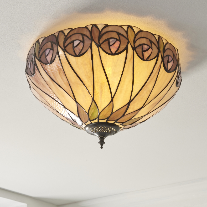 Endon 112188 - Φωτιστικό οροφής Tiffany HUTCHINSON 2xE27/60W/230V Ø 40 εκ.