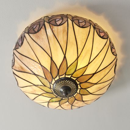 Endon 112188 - Φωτιστικό οροφής Tiffany HUTCHINSON 2xE27/60W/230V Ø 40 εκ.