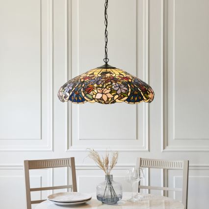 Endon 112193 - Πολυέλαιος με αλυσίδα Tiffany SULLIVAN 3xE27/60W/230V Ø 57 εκ.
