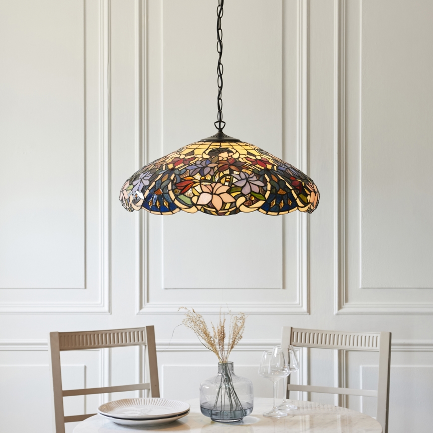 Endon 112193 - Πολυέλαιος με αλυσίδα Tiffany SULLIVAN 3xE27/60W/230V Ø 57 εκ.