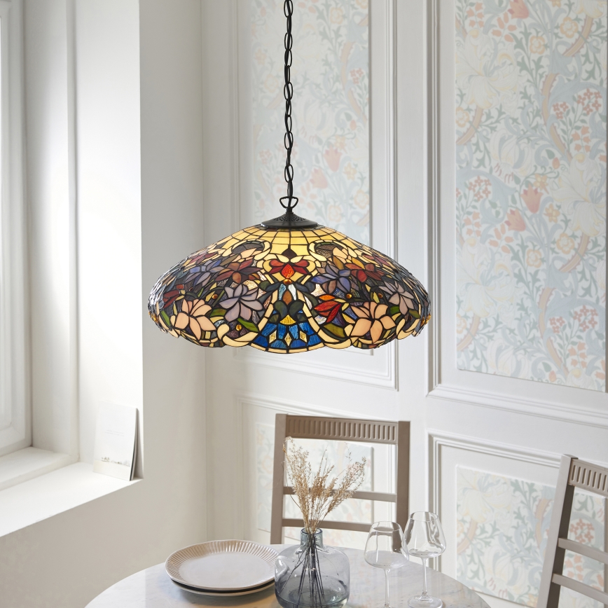 Endon 112193 - Πολυέλαιος με αλυσίδα Tiffany SULLIVAN 3xE27/60W/230V Ø 57 εκ.