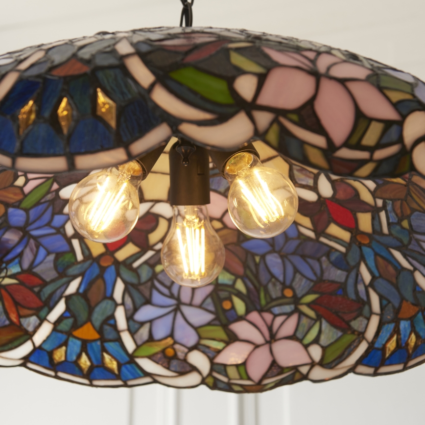 Endon 112193 - Πολυέλαιος με αλυσίδα Tiffany SULLIVAN 3xE27/60W/230V Ø 57 εκ.