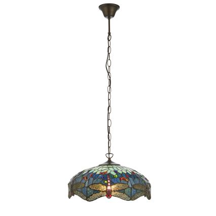 Endon 112195 - Κρεμαστό φωτιστικό Tiffany DRAGONFLY με αλυσίδα, 1xE27/60W/230V, Ø 41 cm