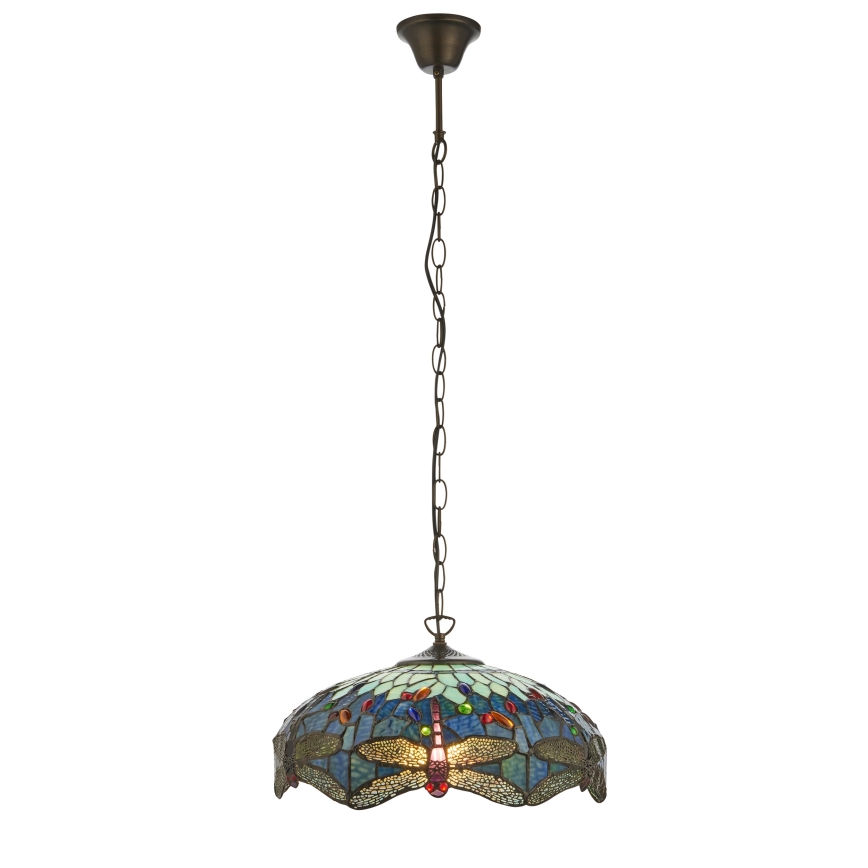 Endon 112195 - Κρεμαστό φωτιστικό Tiffany DRAGONFLY με αλυσίδα, 1xE27/60W/230V, Ø 41 cm