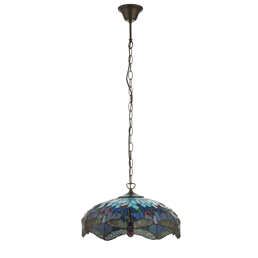 Endon 112195 - Κρεμαστό φωτιστικό Tiffany DRAGONFLY με αλυσίδα, 1xE27/60W/230V, Ø 41 cm