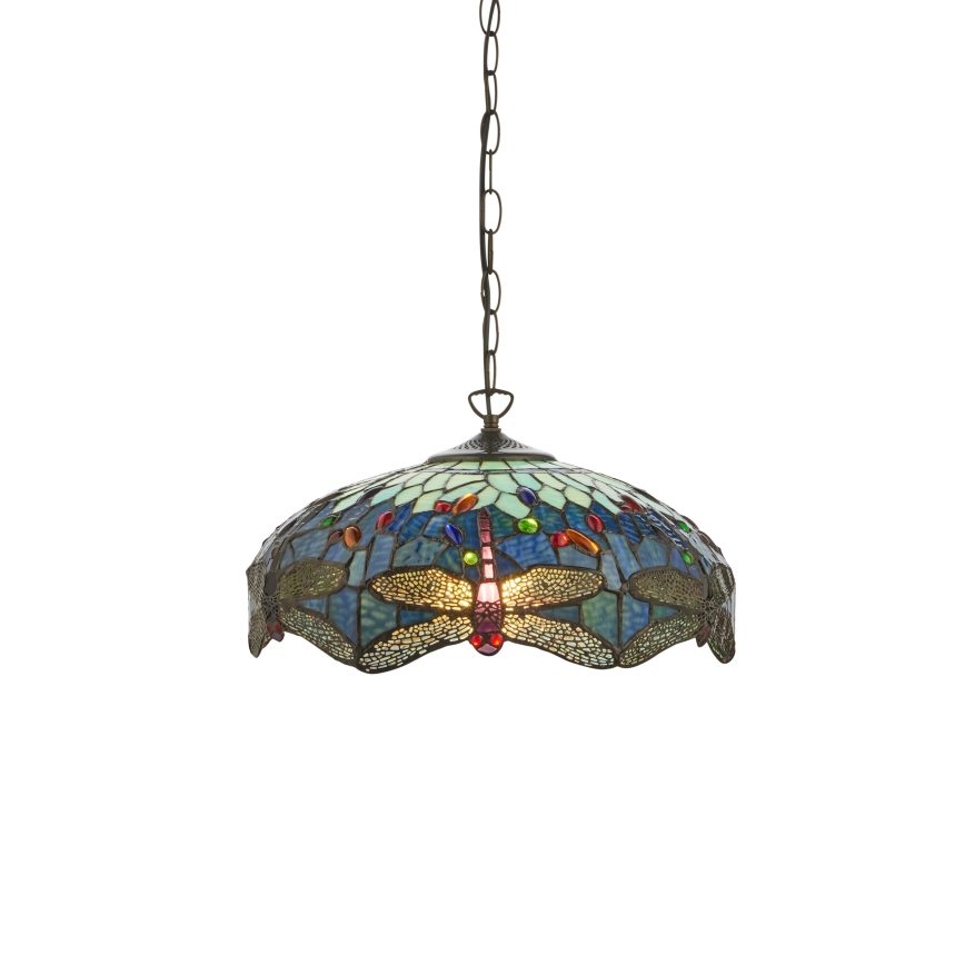 Endon 112195 - Κρεμαστό φωτιστικό Tiffany DRAGONFLY με αλυσίδα, 1xE27/60W/230V, Ø 41 cm