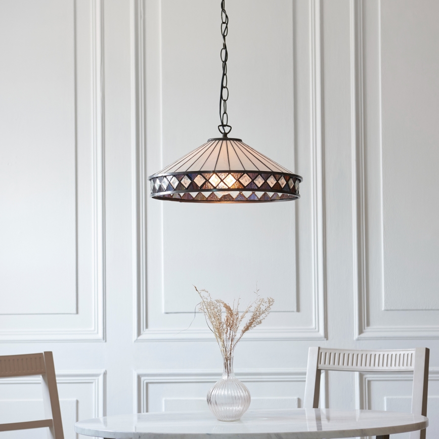Endon 112196 - Κρεμαστό φωτιστικό Tiffany FARGO με αλυσίδα 1xE27/60W/230V Ø 41,5 cm