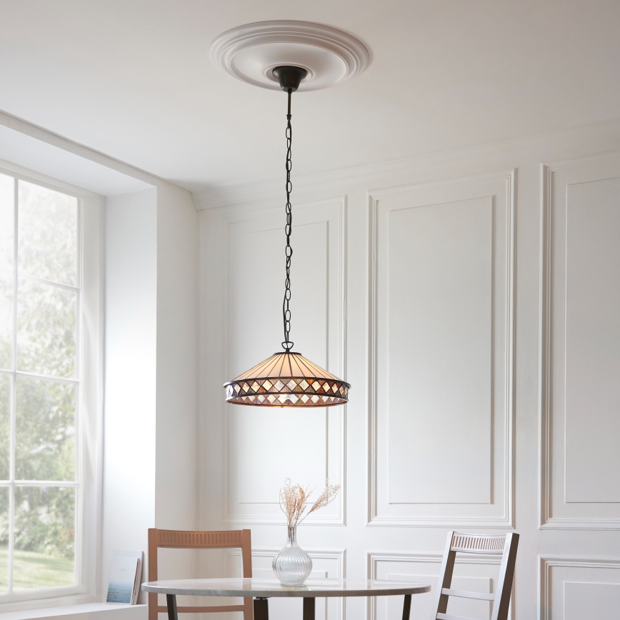 Endon 112196 - Κρεμαστό φωτιστικό Tiffany FARGO με αλυσίδα 1xE27/60W/230V Ø 41,5 cm