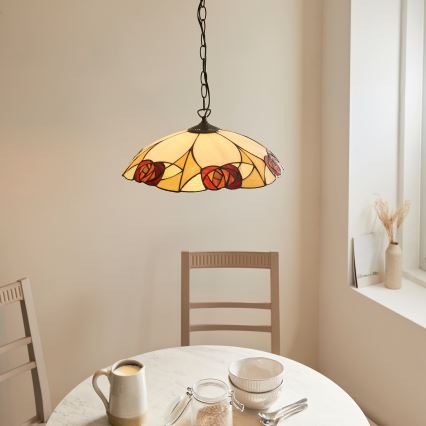 Endon 112197 - Κρεμαστό φωτιστικό με αλυσίδα Tiffany INGRAM, 1xE27/60W/230V, διάμ. 45 εκ.