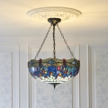 Endon 112250 - Πολυέλαιος με αλυσίδα Tiffany DRAGONFLY 3xE27/60W/230V Ø 50 cm