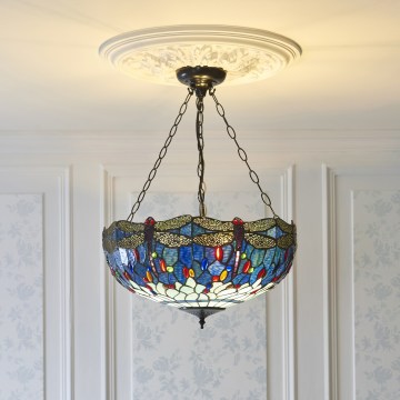 Endon 112250 - Πολυέλαιος με αλυσίδα Tiffany DRAGONFLY 3xE27/60W/230V Ø 50 cm