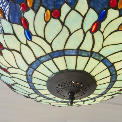 Endon 112250 - Πολυέλαιος με αλυσίδα Tiffany DRAGONFLY 3xE27/60W/230V Ø 50 cm