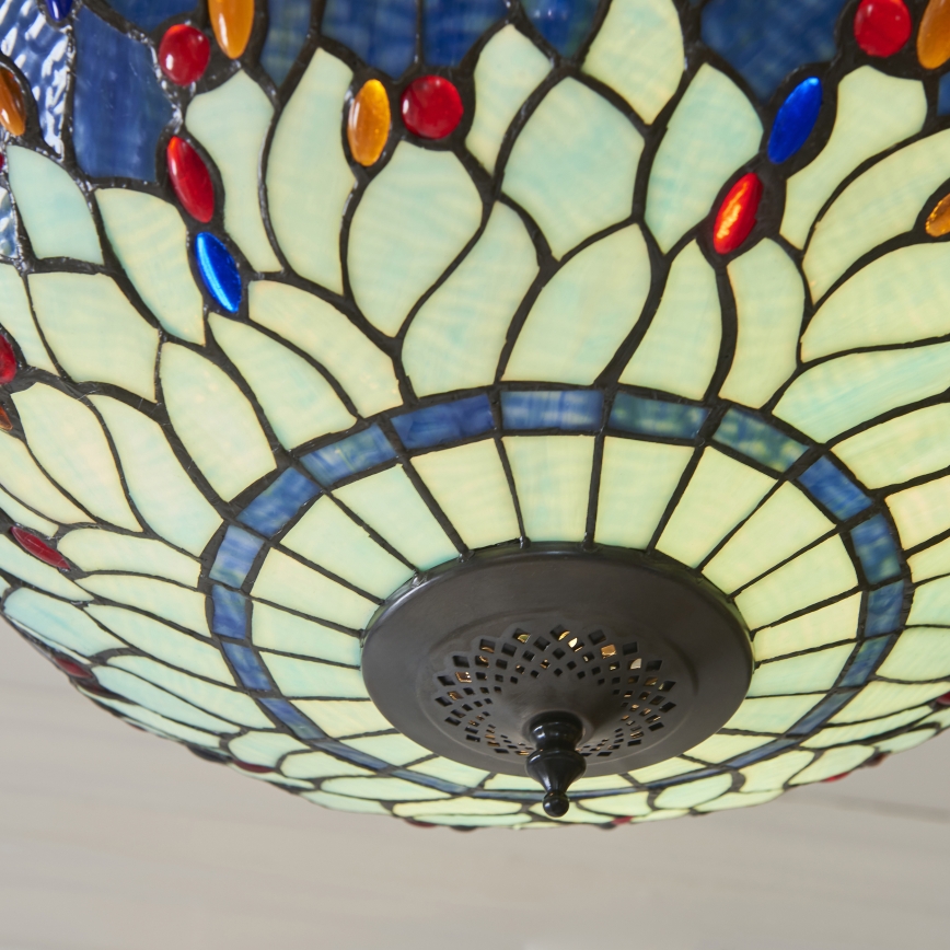 Endon 112250 - Πολυέλαιος με αλυσίδα Tiffany DRAGONFLY 3xE27/60W/230V Ø 50 cm