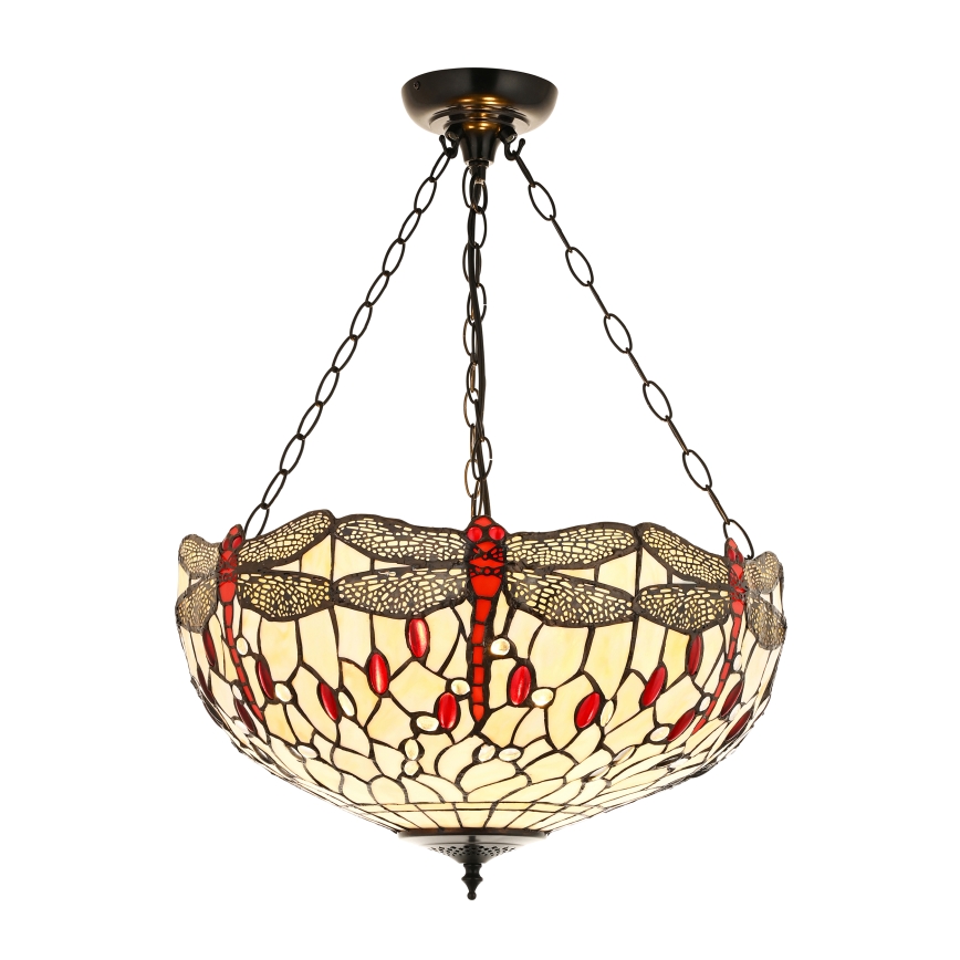 Endon 112251 - Πολυέλαιος με αλυσίδα Tiffany DRAGONFLY 3xE27/60W/230V, Ø 50 cm