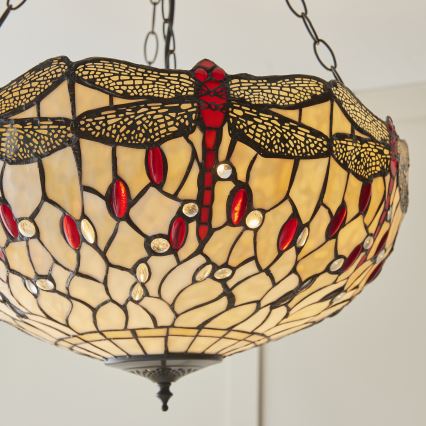 Endon 112251 - Πολυέλαιος με αλυσίδα Tiffany DRAGONFLY 3xE27/60W/230V, Ø 50 cm