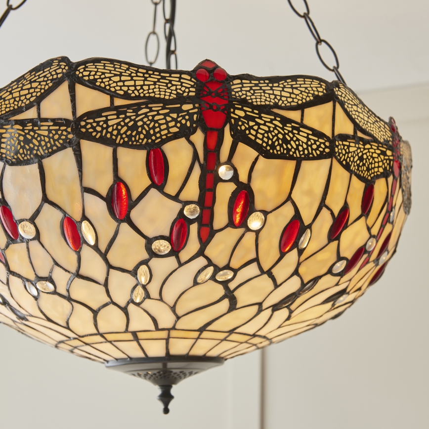Endon 112251 - Πολυέλαιος με αλυσίδα Tiffany DRAGONFLY 3xE27/60W/230V, Ø 50 cm