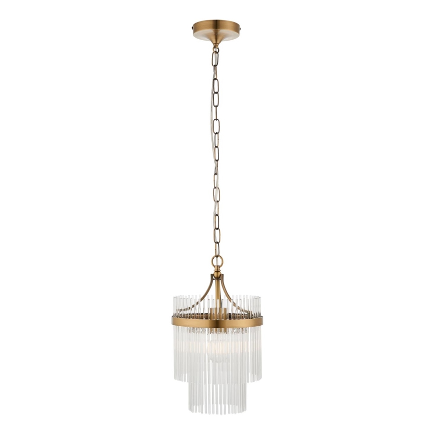 Endon 112572 - Κρεμαστό φωτιστικό με αλυσίδα MARIETTA 1xE27/10W/230V ορείχαλκος/διάφανο