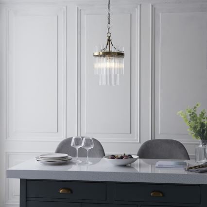 Endon 112572 - Κρεμαστό φωτιστικό με αλυσίδα MARIETTA 1xE27/10W/230V ορείχαλκος/διάφανο