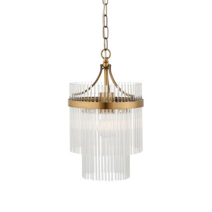 Endon 112572 - Κρεμαστό φωτιστικό με αλυσίδα MARIETTA 1xE27/10W/230V ορείχαλκος/διάφανο
