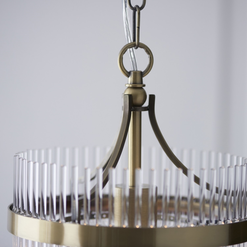 Endon 112572 - Κρεμαστό φωτιστικό με αλυσίδα MARIETTA 1xE27/10W/230V ορείχαλκος/διάφανο