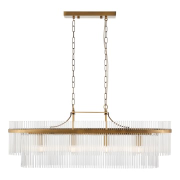 Endon 112573 - Κρεμαστό φωτιστικό οροφής MARIETTA 4xE14/6W/230V ορείχαλκος/διαφανές