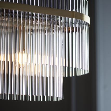 Endon 112573 - Κρεμαστό φωτιστικό οροφής MARIETTA 4xE14/6W/230V ορείχαλκος/διαφανές