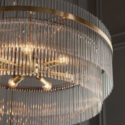 Endon 112574 - Κρεμαστός πολυέλαιος με αλυσίδα MARIETTA GRAND 7xE14/7W/230V ορείχαλκος/διάφανο