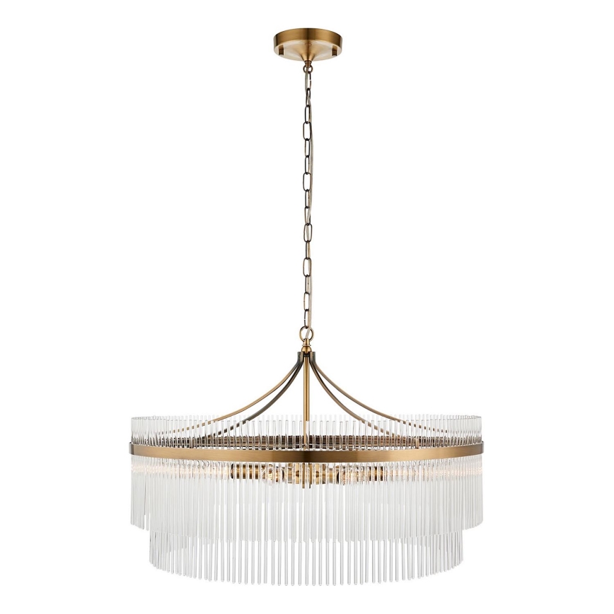 Endon 112574 - Κρεμαστός πολυέλαιος με αλυσίδα MARIETTA GRAND 7xE14/7W/230V ορείχαλκος/διάφανο