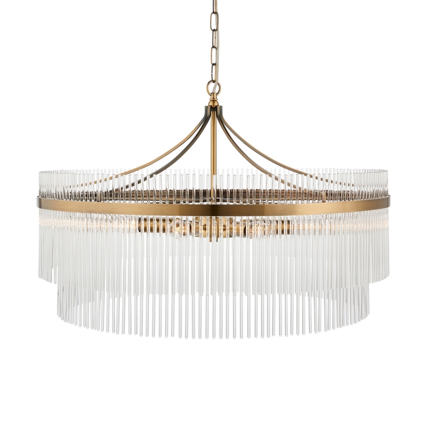 Endon 112574 - Κρεμαστός πολυέλαιος με αλυσίδα MARIETTA GRAND 7xE14/7W/230V ορείχαλκος/διάφανο