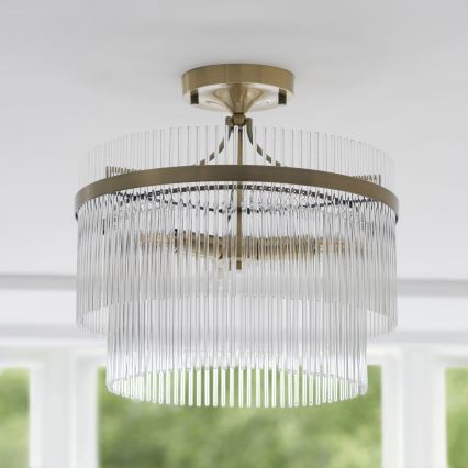 Endon 112575 - Πλαφονιέρα οροφής MARIETTA 3xE14/7W/230V ορείχαλκος/διαφανές