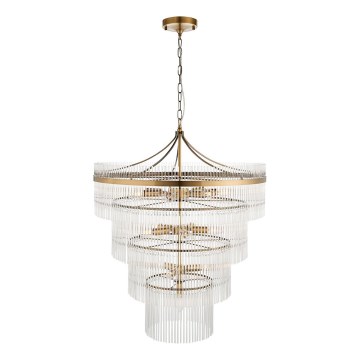 Endon 112576 - Κρεμαστό φωτιστικό οροφής MARIETTA 16xE14/6W/230V ορείχαλκος/διαφανές