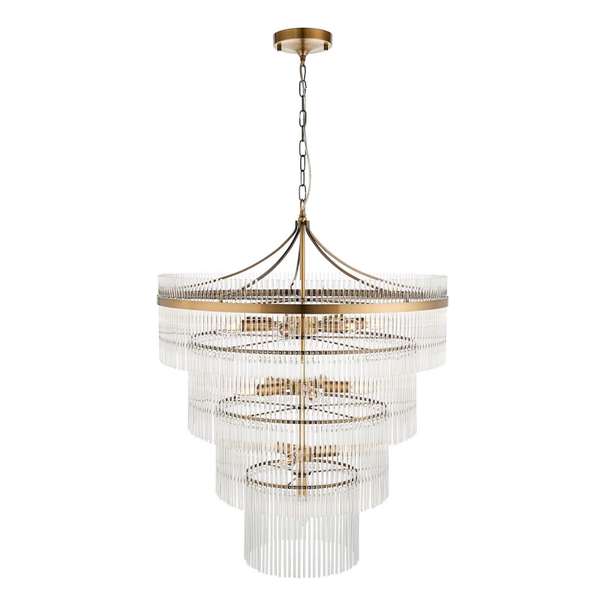 Endon 112576 - Κρεμαστό φωτιστικό οροφής MARIETTA 16xE14/6W/230V ορείχαλκος/διαφανές