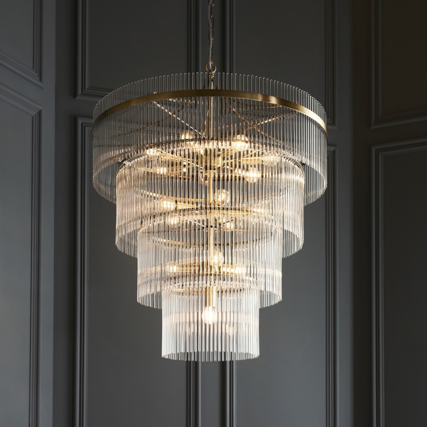 Endon 112576 - Κρεμαστό φωτιστικό οροφής MARIETTA 16xE14/6W/230V ορείχαλκος/διαφανές