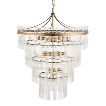 Endon 112576 - Κρεμαστό φωτιστικό οροφής MARIETTA 16xE14/6W/230V ορείχαλκος/διαφανές