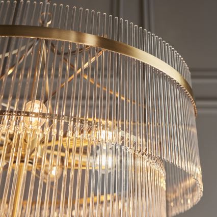 Endon 112576 - Κρεμαστό φωτιστικό οροφής MARIETTA 16xE14/6W/230V ορείχαλκος/διαφανές