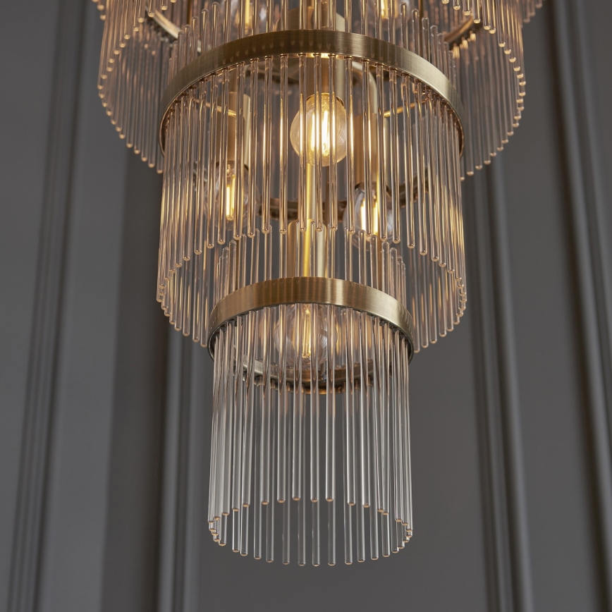Endon 112793 - Κρεμαστό φωτιστικό οροφής MARIETTA GRAND 21xE14/6W/230V ορείχαλκος/διαφανές