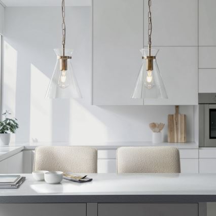 Endon 112859 - Πολυέλαιος με αλυσίδα HARLOW 1xE27/10W/230V ορείχαλκος