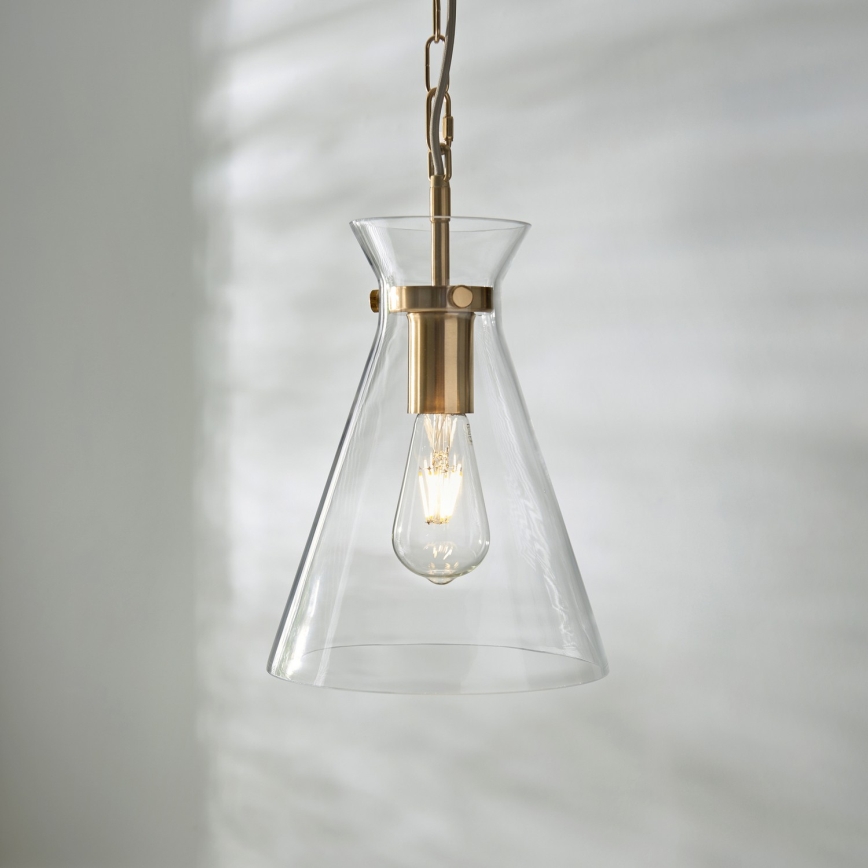 Endon 112859 - Πολυέλαιος με αλυσίδα HARLOW 1xE27/10W/230V ορείχαλκος