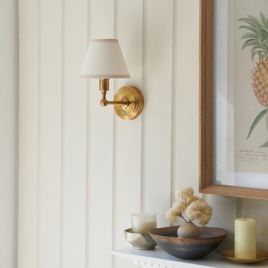 Endon 114830 - LED Dimming επαναφορτιζόμενο τοίχου φωτιστικό BURLEY LED/1,5W/5V ορείχαλκος/κρεμ