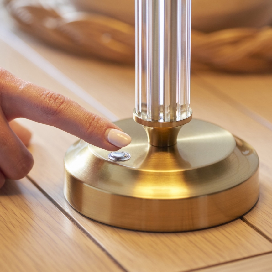 Endon 114838 - LED Dimmable επαναφορτιζόμενο επιτραπέζιο φωτιστικό	 MORTON LED/1,5W/5V 3600 mAh ορείχαλκος/πράσινο