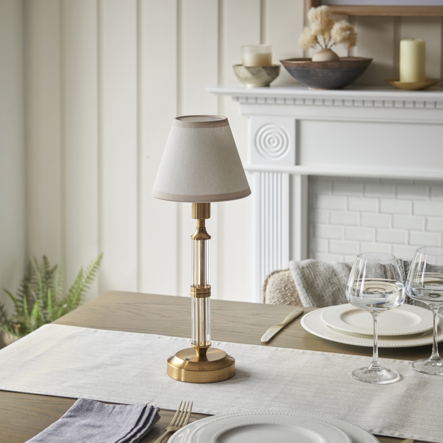 Endon 114849 - LED Dimmable επαναφορτιζόμενο επιτραπέζιο φωτιστικό	 MORTON LED/1,5W/5V 3600 mAh ορείχαλκος/μπεζ