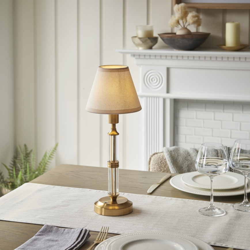 Endon 114849 - LED Dimmable επαναφορτιζόμενο επιτραπέζιο φωτιστικό	 MORTON LED/1,5W/5V 3600 mAh ορείχαλκος/μπεζ