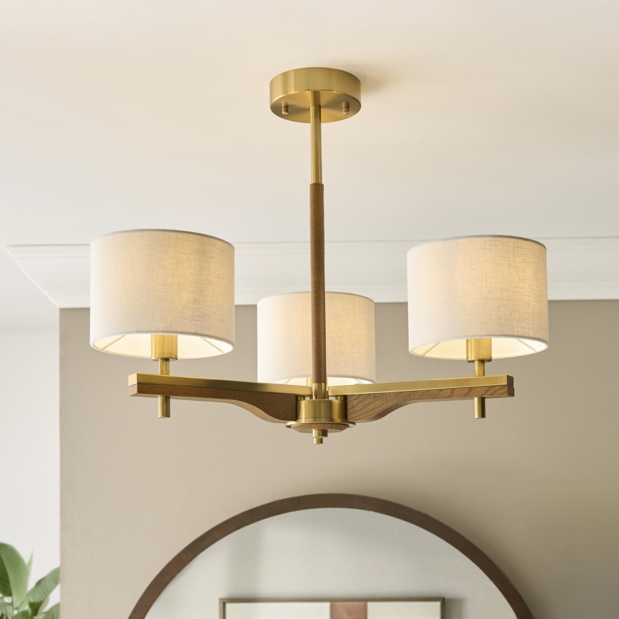 Endon 116993 - Φωτιστικό οροφής σε ράβδο HEATHCLIFF 3xE14/7W/230V ορείχαλκος/φτελιά
