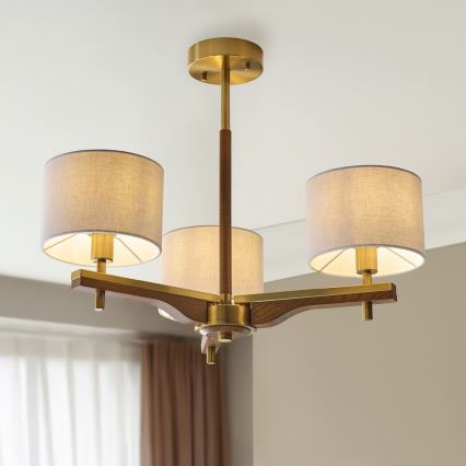 Endon 116993 - Φωτιστικό οροφής σε ράβδο HEATHCLIFF 3xE14/7W/230V ορείχαλκος/φτελιά