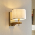 Endon 116995 - Επιτοίχιο φωτιστικό HEATHCLIFF 1xE14/7W/230V ορείχαλκος/ξύλο φράξου
