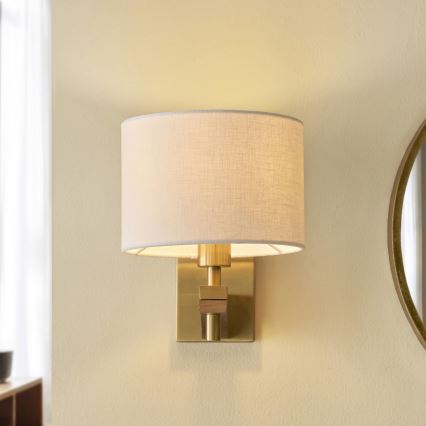 Endon 116995 - Επιτοίχιο φωτιστικό HEATHCLIFF 1xE14/7W/230V ορείχαλκος/ξύλο φράξου
