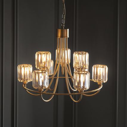 Endon 118934 - Κρεμαστό φωτιστικό με αλυσίδα BERENICE 9xE14/7W/230V χρυσό