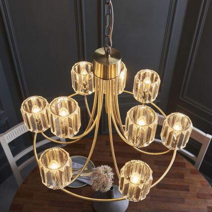 Endon 118934 - Κρεμαστό φωτιστικό με αλυσίδα BERENICE 9xE14/7W/230V χρυσό