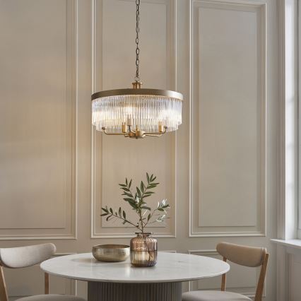 Endon 119110 - Πολυέλαιος CLERMONT με αλυσίδα 5xE14/6W/230V σε ορείχαλκο